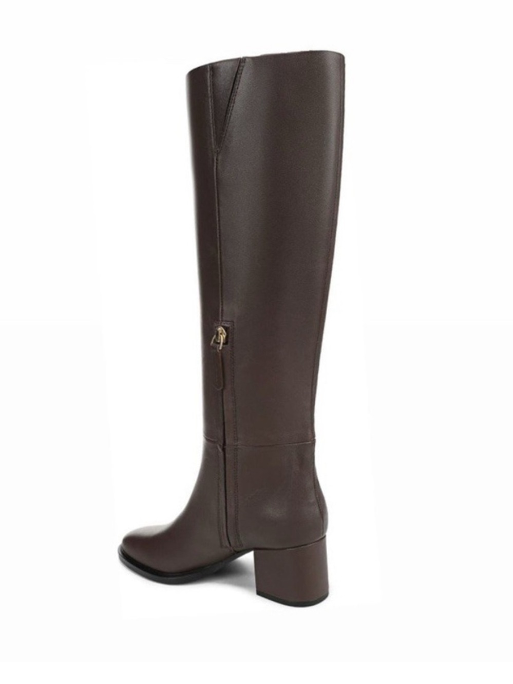 Nordstrom Dark Brown Leather Knee-High Block Heel Boot